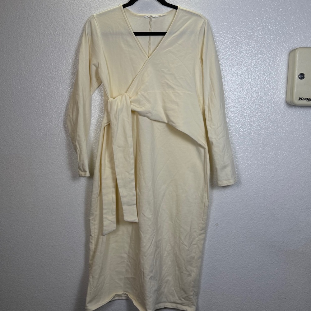 Peace Love World Cream Long Sleeve Dress